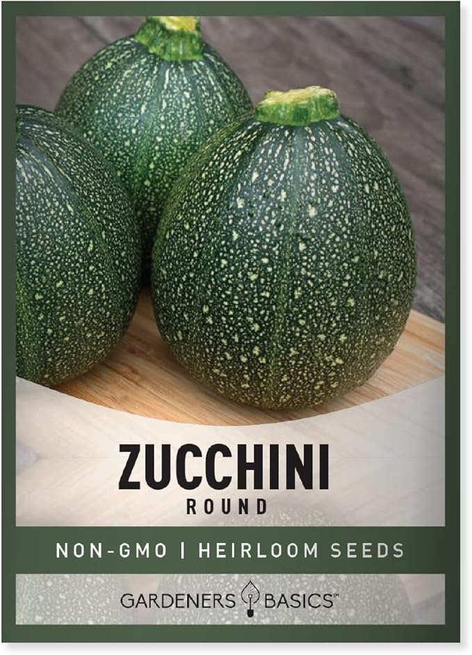 Round Zucchini Seeds for Planting Heirloom, Non-GMO Vegetable Summer Squash Container Variety- 3 Grams Seeds Great for Summer Garden by Gardeners Basics