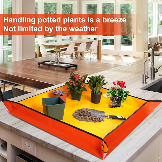 Extra Large Repotting Mat for Indoor Plants & Potting Soil Mat Portable Potting Tray Reusable Gardening Mat Garden Gift for Women Men (39.5"X39.5")
