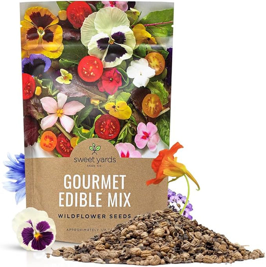 Wildflower Seeds Edible Flowers Mix - Bulk 1/4 Pound Bag Over 30,000 Open Pollinated Annual and Perennial Seeds