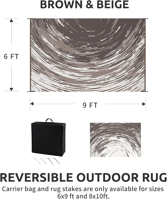 COCOER Modern Outdoor Rug 6x9 Reversible-Waterproof Outdoor Patio Rug-Quick Dry Outdoor Area Rugs Indoor Outdoor Rugs-Outside Rug Patio Decor for Porch Deck Balcony Backyard