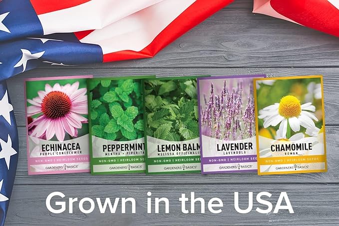 Tea Growing Kit - Includes Medicinal Lavender, Chamomile, Lemon Balm, Peppermint and Echinacea Heirloom Garden Seeds, Grow Pots, Soil, Plant Markers, Indoor Herb Garden Kit Outdoor Tea Garden Kit