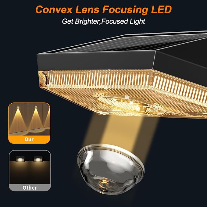 Ellasay Solar Fence Lights Outdoor: 10 Lighting Modes with RGB Solar Powered Deck Light - Waterproof IP65 - Led Lens Wall Decor for Garden Patio Backyard Porch 8 Pack