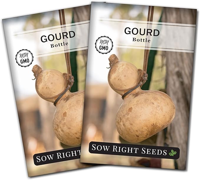Sow Right Seeds - Bottle Gourd Seed for Planting - Non-GMO Heirloom Packet with Instructions to Plant and Grow an Outdoor Home Vegetable Garden - Ornamental Birdhouse Gourd for Crafting and Decor (2)