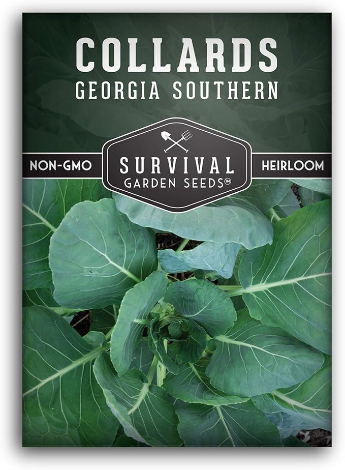 Survival Garden Seeds - Georgia Southern Collards Seed for Planting - Pack with Instructions to Plant and Grow Healthy Collard Greens in Your Home Vegetable Garden - Non-GMO Heirloom Variety - 1 Pack