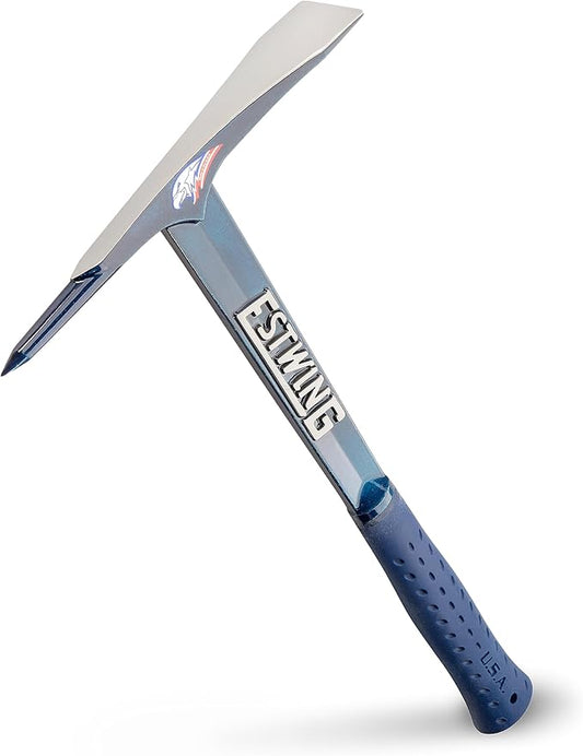ESTWING Burpee Rock Pick - 17" Geologist Tool with Pointed Tip & Shock Reduction Grip - BP500