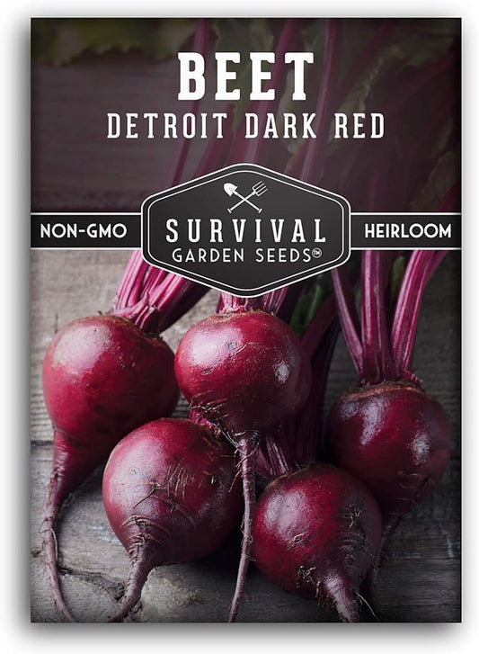 Survival Garden Seeds - Detroit Dark Red Beet Seed for Planting - Packet with Instructions to Plant and Grow Delicious Root Vegetables in Your Home Vegetable Garden - Non-GMO Heirloom Variety