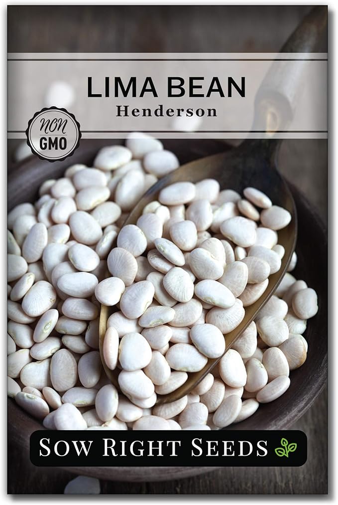 Sow Right Seeds - Bush Henderson Lima Bean Seeds for Planting - Non-GMO Heirloom Packet, Instructions to Plant an Outdoor Home Vegetable Garden - White Lima Variety - Great for Canning or Freezing (1)