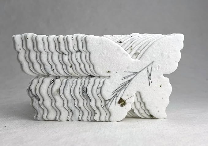 Of The Earth Handmade Paper - Wildflower Seed Paper Butterfly Shape - Large 3" - Set of 24 (36s Fern & Chard)