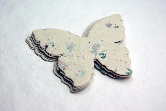 Of The Earth Handmade Paper - Wildflower Seed Paper Butterfly Shape - Large 3" - Set of 24 (47s Junk Mail)