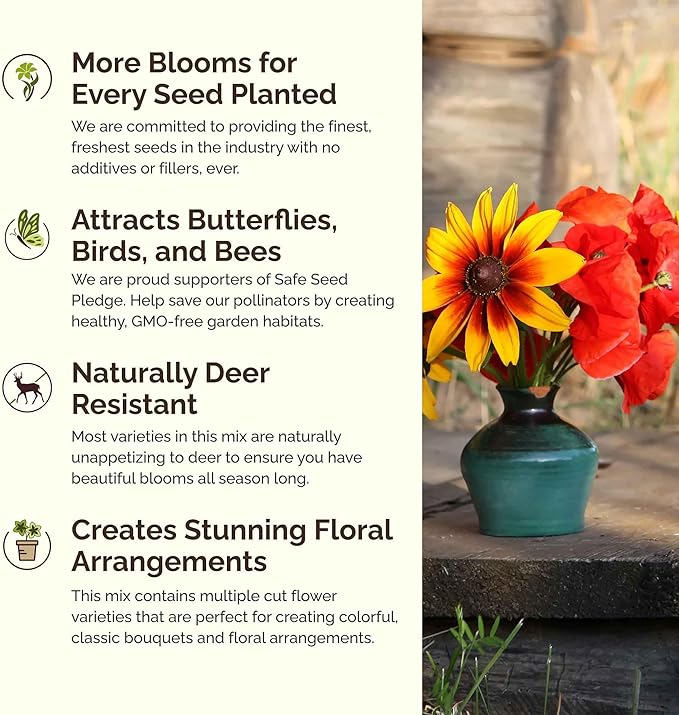 Eden Brothers Pennsylvania Wildflower Mixed Seeds for Planting, 1/4 lb, 120,000+ Seeds with Coreopsis, Lupine | Attracts Pollinators, Plant in Spring or Fall, Zones
