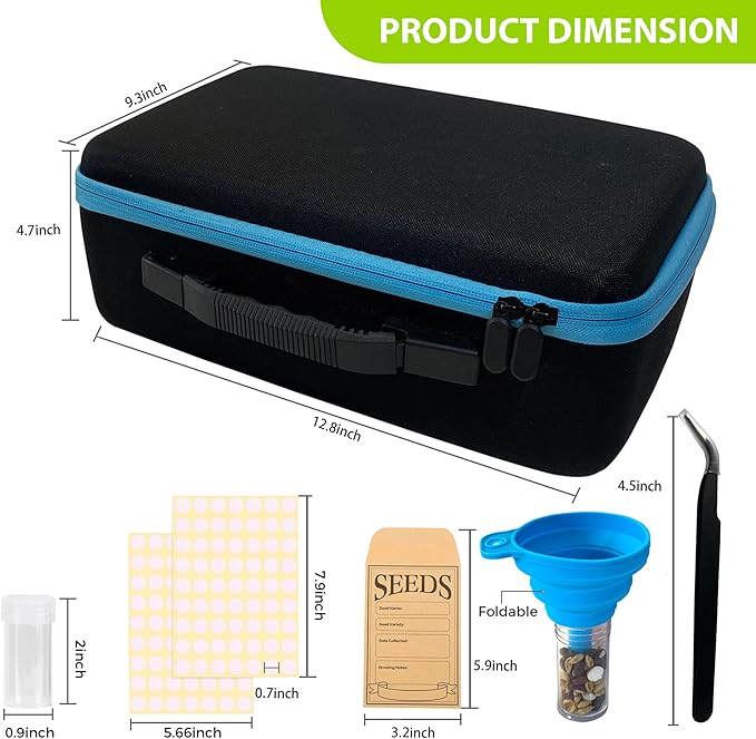 140 Slots Seed Storage Organizer Box with 20 Seed Envelopes, Large Capacity Seed Storage Container with Zipper Bag, Label Stickers, Tweezers, Funnel, Garden Seeds Saver Kit for Vegetable, Flower