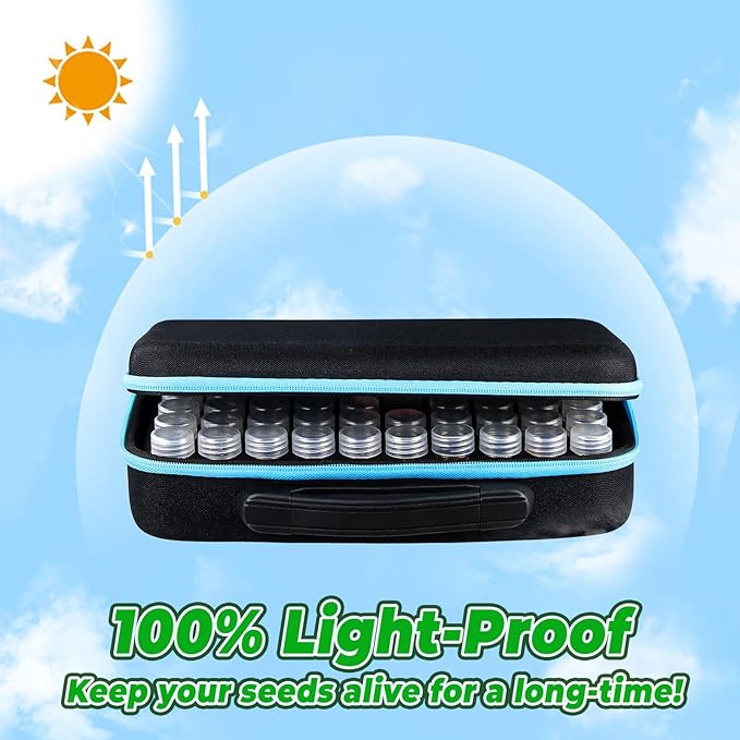 60-Slots Seed Storage Organizer, Sturdy Seed Organizer Storage Box with Label Stickers, Seed Storage Container for Flower Vegetable Plants Garden Seeds Vegetable & Clover Seeds(Seeds not Included)