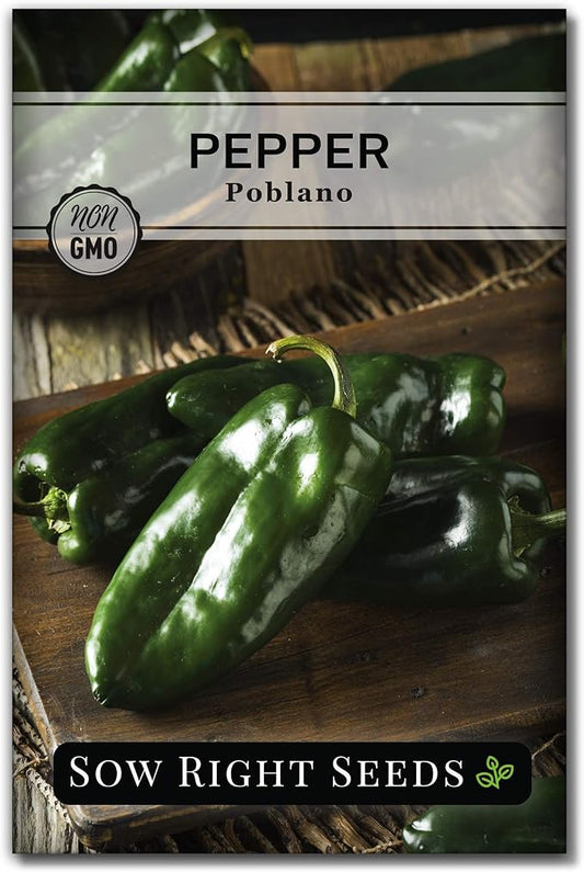 Sow Right Seeds - Poblano Pepper Seeds for Planting - Non-GMO Heirloom Packet with Instructions to Plant a Home Vegetable Garden - Hot Ancho Chile Variety to Grow, Spicy and Abundant (1)