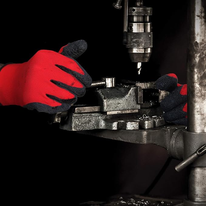 Evridwear Crinkle Latex Rubber Hand Coated Safety Work Gloves for Men Women General Multi Use Construction Warehouse Gardening Assembly Landscaping (S-Size) 12 Pairs Pack