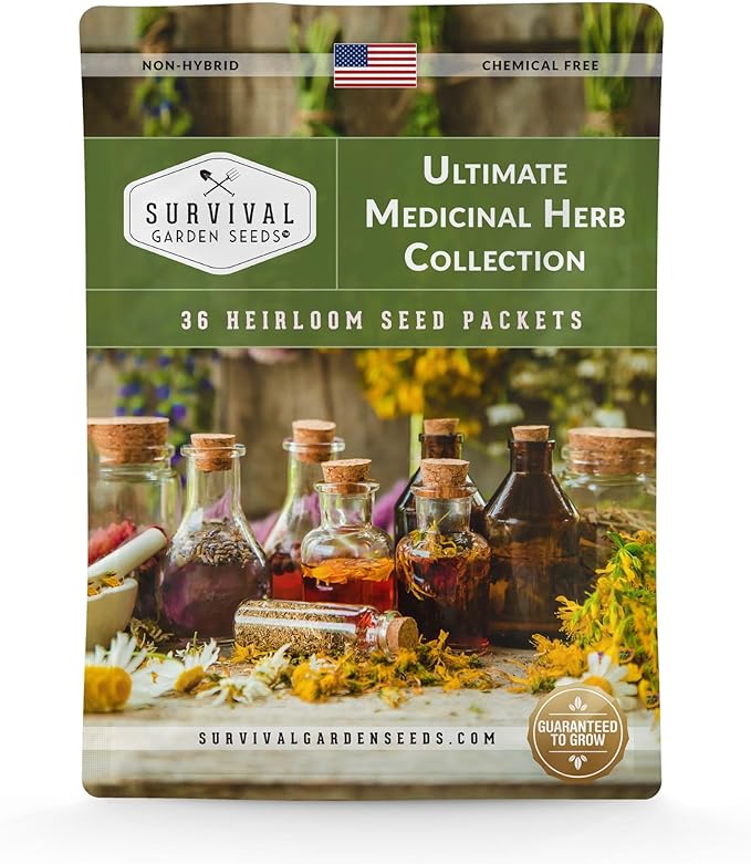 Ultimate Medicinal Herbs Collection - 36 Variety Pack of Herb Seeds for Growing Essential Healing Plants - Mixed Assortment for Homesteaders - Non-GMO Heirloom Varieties - Survival Garden Seeds