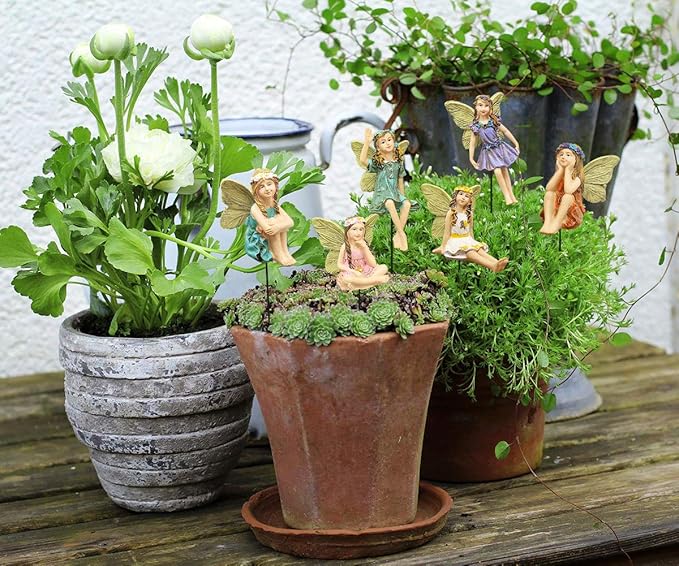 Fairy Garden Vintage Resin Fairy Figurines for Outdoor Garden Yard Lawn Supplies Home Decor Set of 6