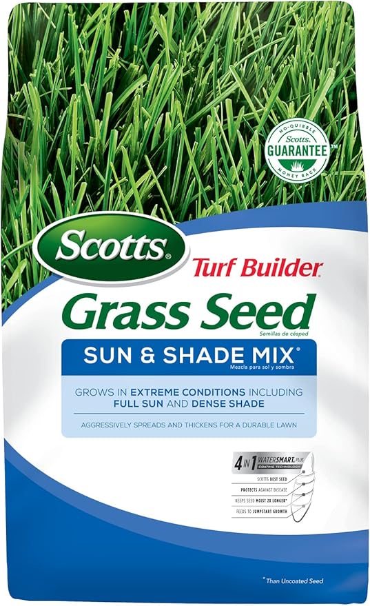 Scotts Turf Builder Grass Seed Sun & Shade Mix, Grows in Extreme Conditions & Spreads for a Durable Lawn, 15 lbs.