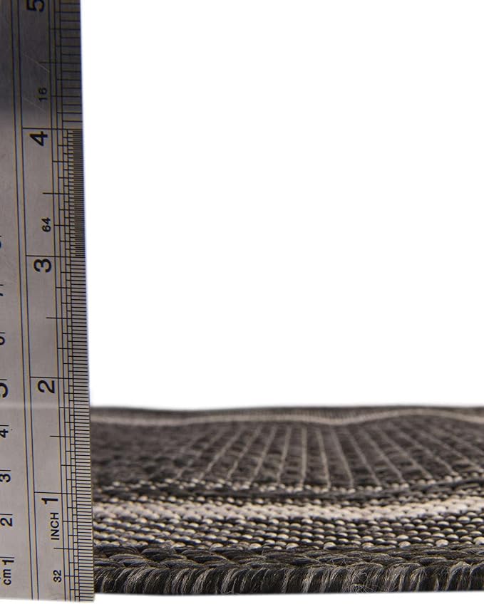 Unique Loom Outdoor Border Collection Area Rug - Soft Border (3' 3" x 5' 3" Rectangle, Black/ Ivory)