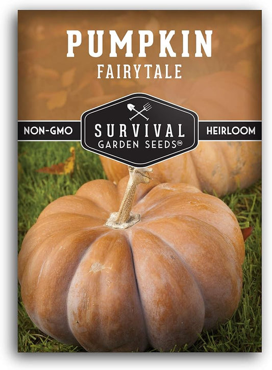 Survival Garden Seeds Fairy Tale Pumpkin Seeds for Planting – Packet with Instructions to Plant & Grow Pumpkins in Your Home Vegetable Garden - Non-GMO Heirloom Seeds