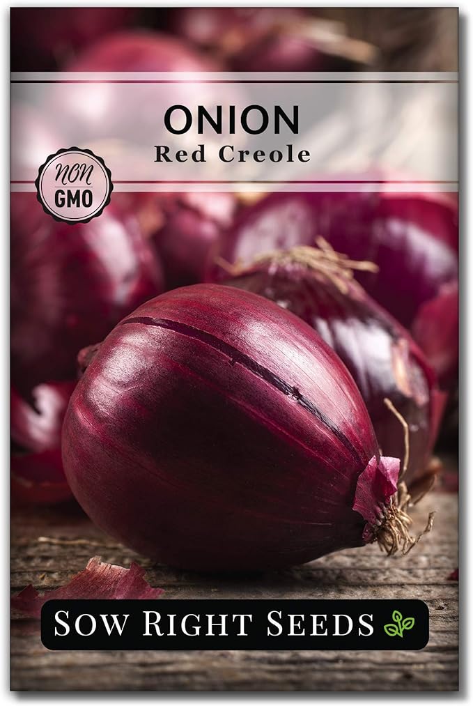 Sow Right Seeds - Red Creole Onion Seeds for Planting - Non-GMO Heirloom Packet with Instructions to Plant a Home Vegetable Garden - Grow Classic Purple Onions, Essential for Cooking (1)