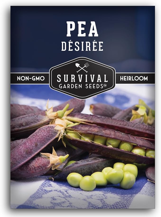 Desiree Pea Seed for Planting - 1 Packet with Instructions to Plant and Grow Delicious Purple-Podded Snap Peas in Your Home Vegetable Garden - Non-GMO Heirloom Variety - Survival Garden Seeds