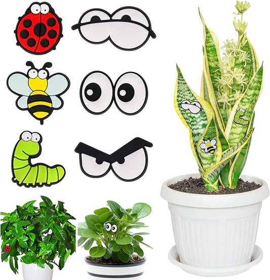 AUAUY Plant Magnets Eyes for Potted Plants, 6PCS Silicone Plant Safe Magnet Charms for Inoor Plant, Cute Plant Accessories Unique Gifts for Plant Lovers Women, Kids