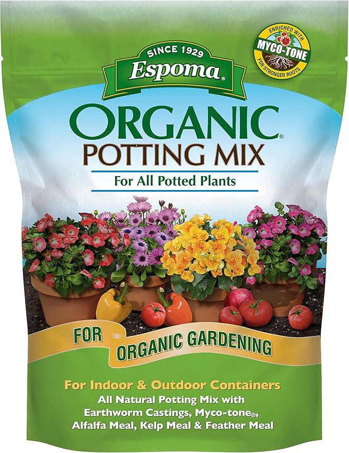 Espoma Organic Potting Soil Mix - All Natural Potting Mix For All Indoor & Outdoor Containers Including Herbs & Vegetables. For Organic Gardening, 8qt. bag. Pack of1