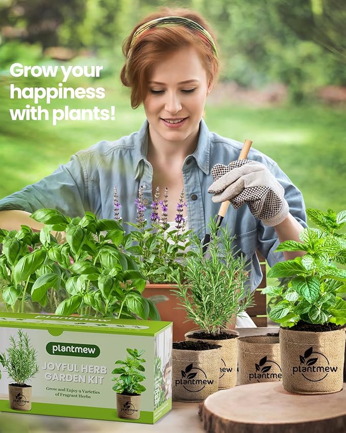 9 Herb Indoor Window Garden Kit - Complete Herb Plant Grow Set for Women, Men, Mom - Unique Gift Idea for Birthday, Christmas - Organic Herbs Starter Kit Made in USA