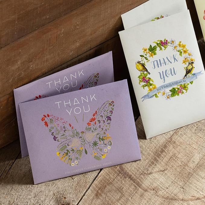 Bentley Seed Co. Thank You Packet - Butterfly Pollinator Mix - 25 Seed Packets - Perfect Eco-Friendly Thank You Gift - Non GMO Seeds, Purple