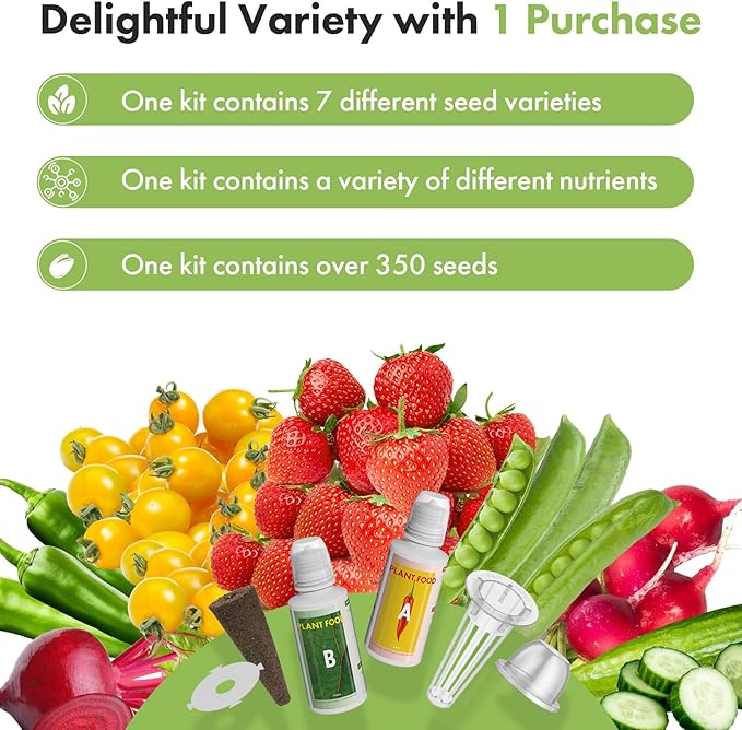 LYKOCLEAN Red Strawberry Seeds Pod for AeroGarden, idoo, Ahopegarden Hydroponics Garden, 12-pods (350 Seeds+, Include Strawberry, Golden Cherry Tomato, Dwarf Pea, Green Pepper, Ruby Queen Beet)