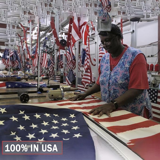 AZCOVER American Flag 6x10 FT Us Flag for Outside Heavy Duty Nylon USA American Flags for Outdoor with Embroidered Stars Sewn Stipes and Brass Grommets United States Flag
