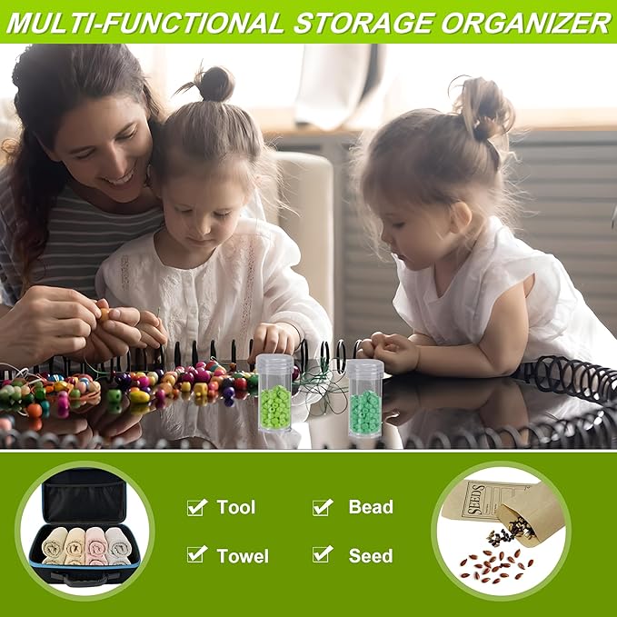 114 Slots Seed Storage Organizer Box with 20 Seed Envelopes, Large Capacity Seed Storage Container with Zipper Bag, Label Stickers, Tweezers, Funnel, Garden Seeds Saver Kit for Vegetable, Flower