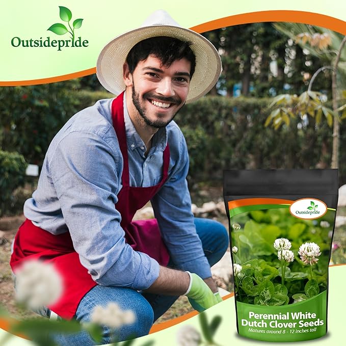 Outsidepride Perennial White Dutch Clover Seed - 40 lbs. Nitrocoated, Inoculated Clover Seeds for Lawn Alternative, Erosion Control, Food Plots, Ground Cover, & Pasture Mixtures in USDA Zones 3-10
