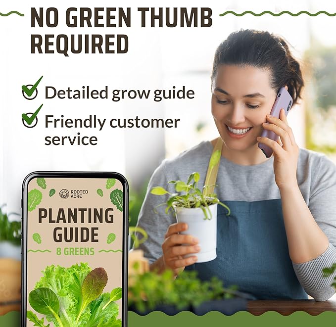 Rooted Acre 8 Lettuce & Greens Seed Vault - 1200 Non-GMO, Vegetable Heirloom Seeds for Planting Indoor or Outdoor - Hydroponic Garden Seeds - Salad Greens Mix - Spinach, Kale, Lettuce, and More