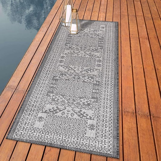 Keen Home Design Terrace Outdoor Runner Rug - 2x10 Washable Indoor/Outdoor Rug for Patio, Kitchen, Balcony, Beach, Garden, Deck and Porch, Size: 2'2"x9'11"