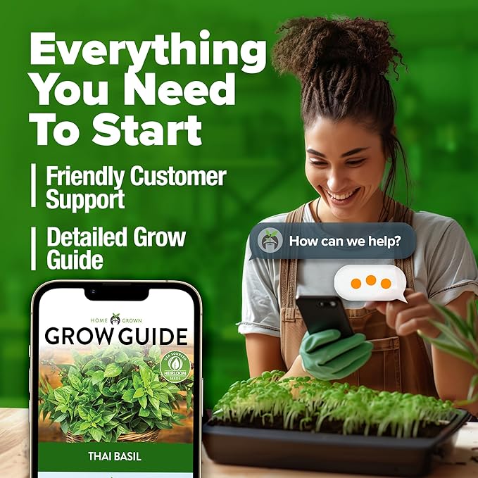 HOME GROWN Thai Basil Seeds Pack - 438 High Germination 𝗡𝗢𝗡-𝗚𝗠𝗢 𝗨𝗦𝗔 Heirloom Herb Seeds for Planting,Ideal for Growing Fresh Basil Planting Indoor or Outdoor(Ocimum basilicum var.thyrsiflora)