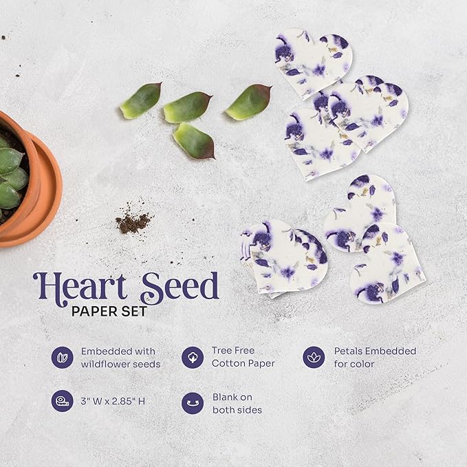 Set of 24 Purple Heart – Plantable Seed Paper for Weddings, Gifts, and Life Events
