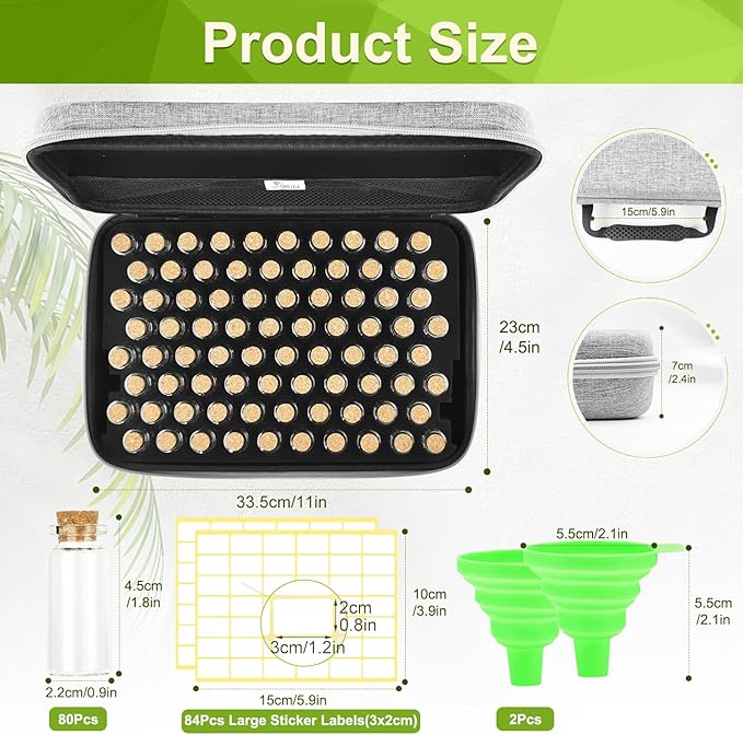 【80 Slots】 Seed Storage Organizer, Sturdy Seed Organizer Storage Box with Dual Zipper Bag and 84Pcs Label Stickers, Glass Seed Storage Container for Flower Vegetable Plants Garden Seeds Saving