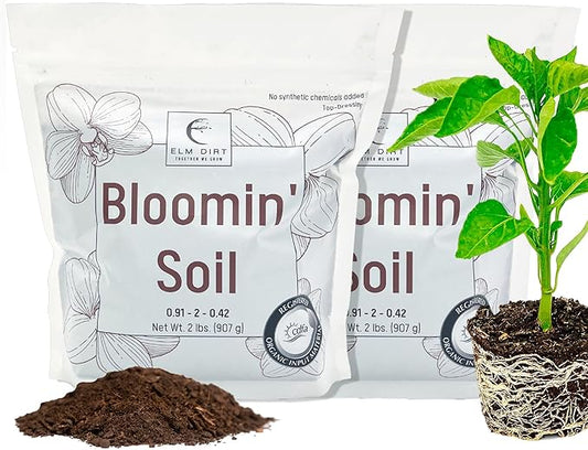 Elm Dirt Premium Bloom Soil - 100% Organic for Outdoor & Indoor Plants | Enhancer for Plant Growth & Healthy Nutrients - Big Bloom Activator, 4 lbs