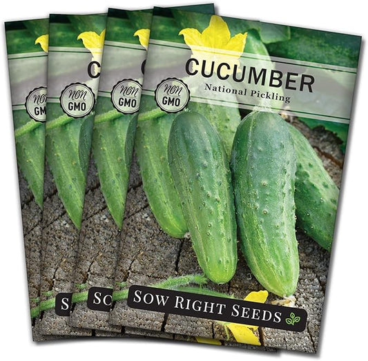 Sow Right Seeds - National Pickling Cucumber Seeds for Planting - Non-GMO Heirloom Packet with Instructions to Plant and Grow a Home Vegetable Garden - Famous Variety for Homemade Pickles (4)