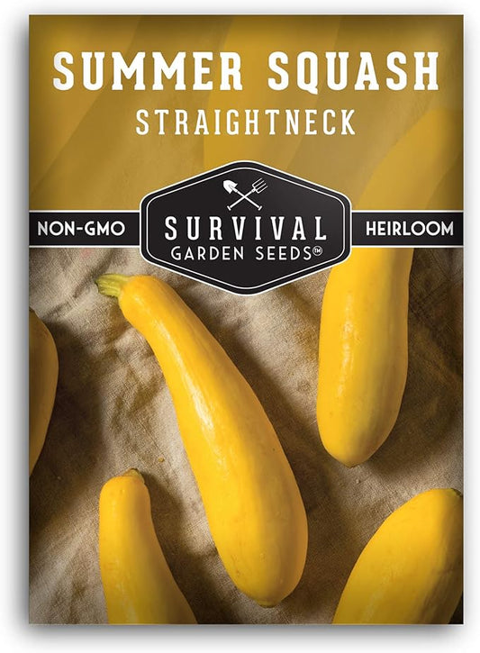 Survival Garden Seeds - Straightneck Summer Squash Seed for Planting - Packet with Instructions to Plant and Grow Yellow Squash in Your Home Vegetable Garden - Non-GMO Heirloom Variety