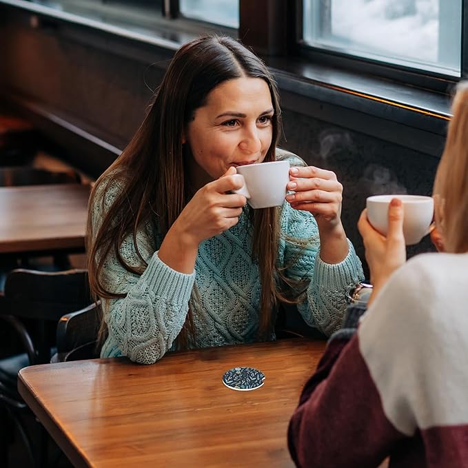 Forest Plants Leaves Seeds Car Coasters,Ceramic Absorbent Cup Holders with Finger Notch & Cork Base Car Assecories for Women/Men 2.6"(2 Pieces)