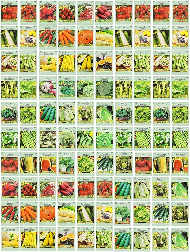100 Assorted Heirloom Vegetable Seeds 100% Non-GMO (100, Deluxe Assorted Vegetable Seeds)