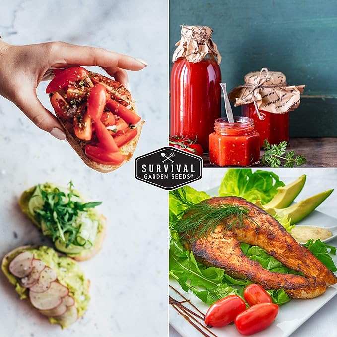 Survival Garden Seeds - Roma Tomato Seed for Planting - 5 Packs with Instructions to Plant and Grow Italian Roma Tomatoes in Your Home Vegetable Garden - Canning Favorite - Non-GMO Heirloom Variety