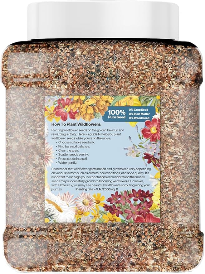 Regional Wildflower - Northeast USA Wildflowers - 100% Pure Seed - Organic, Non-GMO - 21 Wildflower Variety Seeds of Annual & Perennial, 1 LB Tub