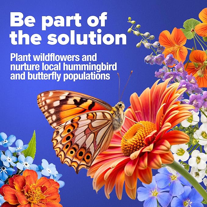 HOME GROWN Wildflower Seeds - 130,000+ Pure, No Filler, Birds & Butterflies Wild Flower Bulk Seed Mix (3 Oz) Flower Garden Seeds - 23 Varieties, Perennial & Annual Seeds for Fall Planting