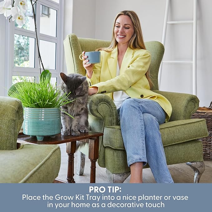 Cat Grass Growing Kit -Organic Seed, Soil and BPA Free containers (Non GMO). All of Our Seed is Locally sourced! (1 Pack)
