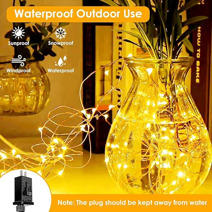 Extra Long 99Ft 300 LED Fairy Lights Plug in, Waterproof String Lights Outdoor & Indoor 8 Modes with Timer, Twinkle Light for Girl's Room Garden Birthday Halloween Christmas Decorations (Warm White)