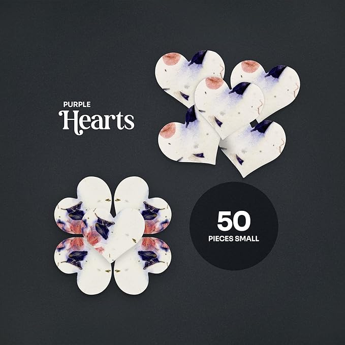 50 pcs Small Purple Hearts – Plantable Seed Paper for Weddings, Gifts, and Life Events (#45s)