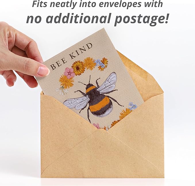 Bentley Seed Co. | Bee Kind Pollinator | Beautiful Bee Art | Environmental Favors Cards for Guests Seed Packets | Pollinator Wildflower Mix Seed Packets | Eco-Friendly Hand Out Gift | 25 Pack